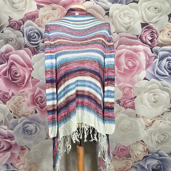 Billabong Loosen Up Cardigan Fringe Sweater Skylight Size M purple ~ Grannycore - Picture 3 of 10